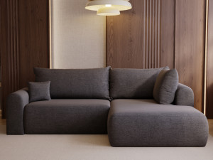 Ecksofa L-Form mit Schlaffunktion und Bettkasten Savana Bis Grau