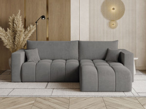 Ecksofa L-Form mit Schlaffunktion und Bettkasten Neva Dunkelgrau