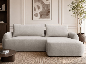 Ecksofa L-Form mit Schlaffunktion und Bettkasten Levio Beige