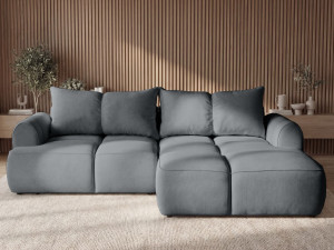 Ecksofa L-Form Rechts mit Schlaffunktion und Bettkasten Bonno Dunkelgrau
