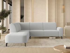 Ecksofa L-Form Links Regento Bouclé-Stoff Grau