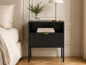Nachtschrank mit Schublade Amber Schwarz