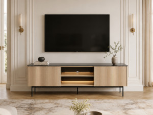 Zweittüriges TV-Lowboard für Wohnzimmer Auroé Eiche Vicenza