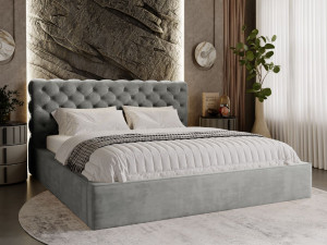 Polsterbett mit Bettkasten und Lattenrost 120x200 Apollo Grau