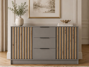 Kommode mit Türen und Schubladen 155 cm Macron Grau Artisan Eiche