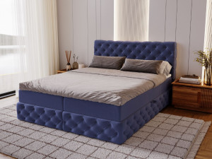 Boxspringbett mit Bettkasten 180x200 Canolo Dunkelblau