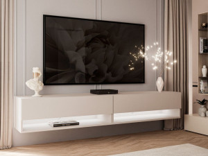 Hänge TV-Schrank 180 cm für Wohnzimmer mit LED-Beleuchtung Aurelie Kaschmir matt