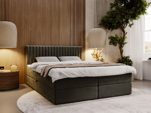Dunkelgrau Boxspringbett mit Matratze & Topper 180x200 Marbella - Dunkelgrau