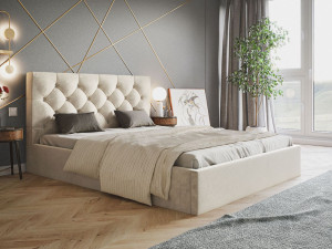 Polsterbett mit Bettkasten und Lattenrost 120x200 Selva Beige