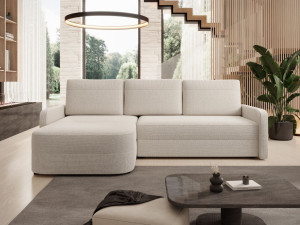 Ecksofa L-Form mit Schlaffunktion und Bettkasten Arvento Beige