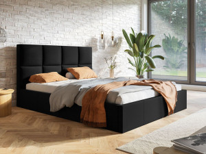 Polsterbett mit Bettkasten und Lattenrost 140x200 Malo Schwarz
