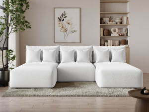 Ecksofa U mit Schlaffunktion und Bettkasten Ronni Weiß