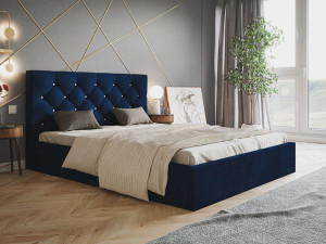Polsterbett mit Bettkasten und Lattenrost 180x200 Selva Dunkelblau