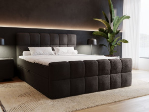 Boxspringbett mit Bettkasten 200x200 Bouclé-Stoff Alicante Schwarz