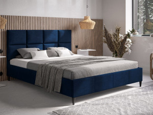 Polsterbett mit Lattenrost 140x200 Luxe Dunkelblau