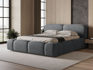 Polsterbett mit Bettkasten und Lattenrost 180x200 Aubi Dunkelgrau