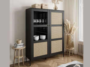 Standvitrine im Boho-Stil Zweitürige Bellance Schwarz