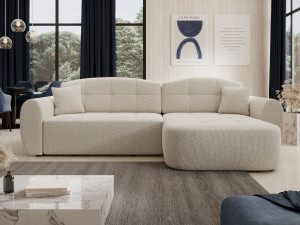 Ecksofa L-Form mit Schlaffunktion und Bettkasten Avessio Beige