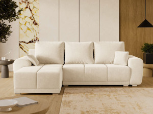 Ecksofa L-Form mit Schlaffunktion und Bettkasten Monti Links Beige