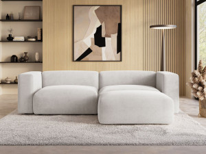 Ecksofa L-Form Rechts Moderne Cord Ecksofa Landi Hellbeige
