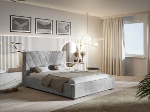 Polsterbett mit Bettkasten und Lattenrost 140x200 Tivoli Hellgrau