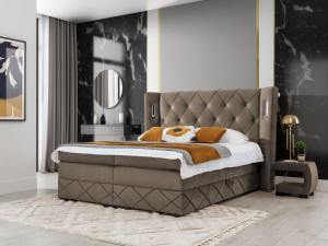 Boxspringbett mit Bettkasten 200x200 Neria Lux Braun