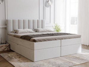 Boxspringbett mit Bettkasten 180x200 Mocca Grau