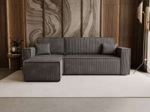 Modernes Ecksofa mit Schlaffunktion und Stauraum Prato L Dunkelgrau