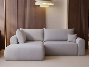 Ecksofa L-Form mit Schlaffunktion und Bettkasten Savana Bis Grau