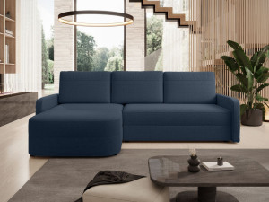 Ecksofa L-Form mit Schlaffunktion und Bettkasten Arvento Dunkelblau