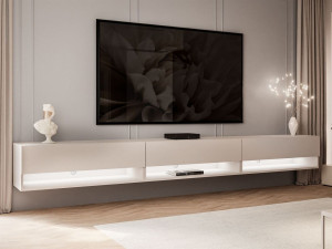 Hänge TV-Schrank 270 cm für Wohnzimmer mit LED-Beleuchtung Aurelie Kaschmir matt