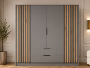 Kleiderschrank 206 cm Macron Grau, Artisan Eiche