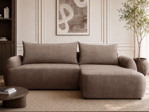 Ecksofa L-Form mit Schlaffunktion und Bettkasten Levio Braun
