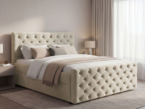 Boxspringbett mit Bettkasten 160x200 Montego Creme