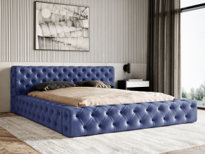 Polsterbett mit Bettkasten und Lattenrost 160x200 Palini Dunkelblau