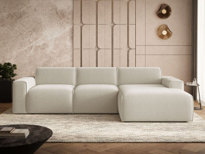 Ecksofa L-Form Rechts Lavia Bouclé-Stoff Beige