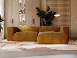 Ecksofa L-Form Rechts Moderne Cord Ecksofa Landi Honigfarben
