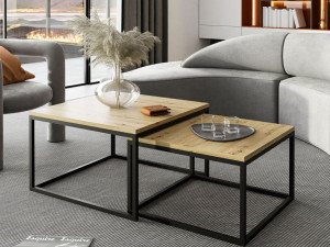Couchtisch auf schwarzem Gestell Asumi Eiche Artisan 36x42