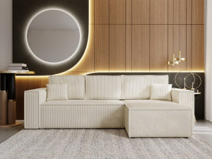 Ecksofa L-Form mit Schlaffunktion und Bettkasten Prato XL Beige