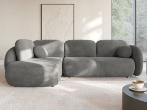 Ecksofa mit Schlaffunktion und Bettkasten Links Carino Grau