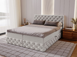 Boxspringbett mit Bettkasten 180x200 Canolo Hellgrau