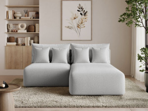 Ecksofa L-Form Rechts mit Schlaffunktion und Bettkasten Ronni Grau