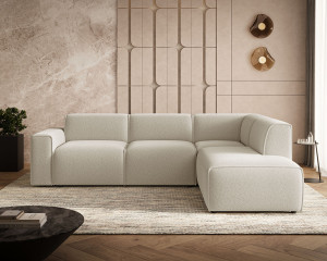 Ecksofa L-Form Rechts Eluno Bouclé-Stoff Beige
