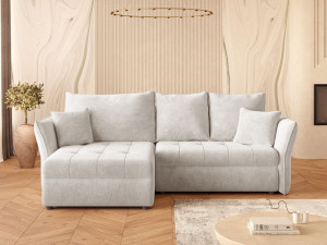 Ecksofa L-Form mit Schlaffunktion und Bettkasten Lino Dunkelbeige