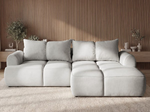 Ecksofa L-Form Rechts mit Schlaffunktion und Bettkasten Bonno Grau