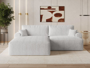 Ecksofa L-Form mit Schlaffunktion und Bettkasten Serene Links Grau