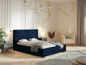 Polsterbett mit Bettkasten und Lattenrost 180x200 Tesis Dunkelblau