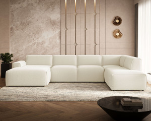 Wohnlandschaft Rechts Belluno Bouclé-Stoff Hellbeige