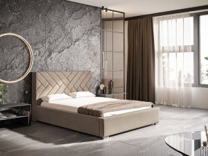 Polsterbett mit Bettkasten und Lattenrost 160x200 Tonale Beige