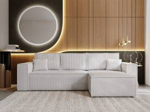 Ecksofa L-Form mit Schlaffunktion und Bettkasten Prato XL Hellgrau